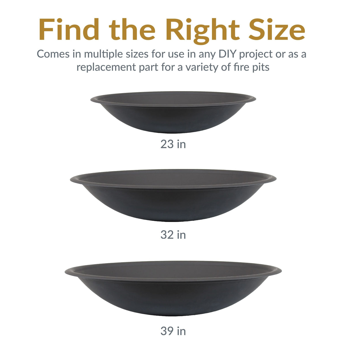 Decor Replacement Fire Pit Bowl, Black, 32-in