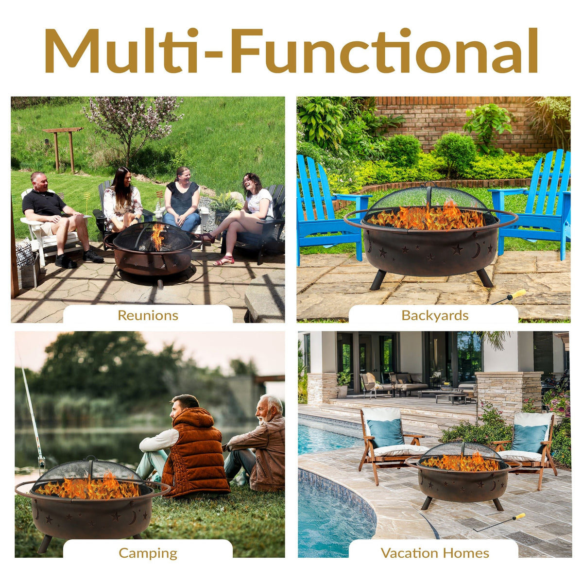 Décor Steel Cosmic Fire Pit, Extra-Large, 42-in