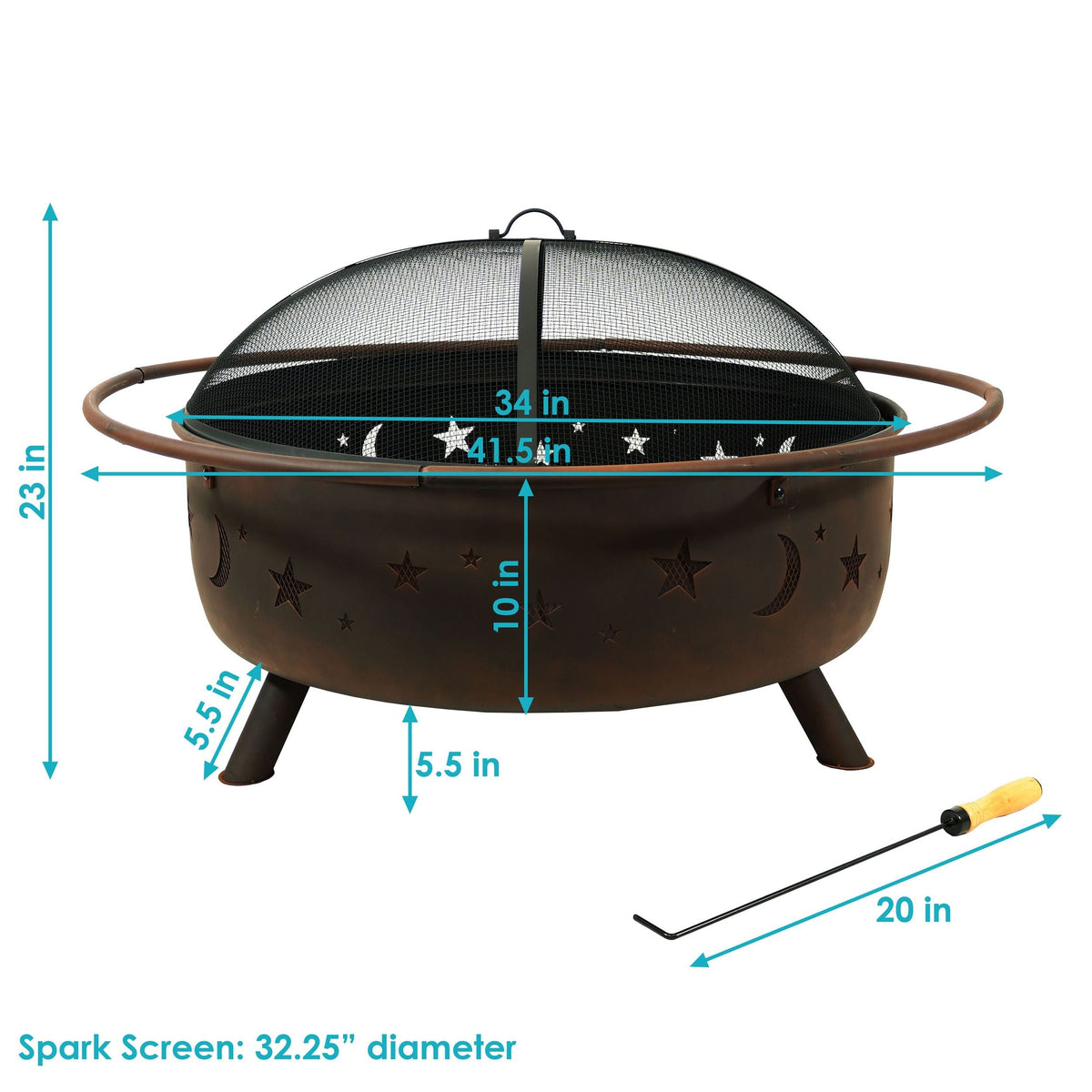 Décor Steel Cosmic Fire Pit, Extra-Large, 42-in