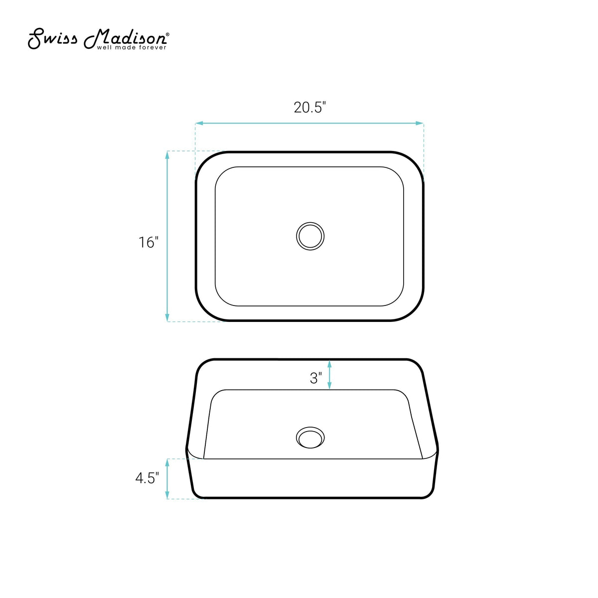 Concorde Rectangle Ceramic Vessel Sink, Matte Black