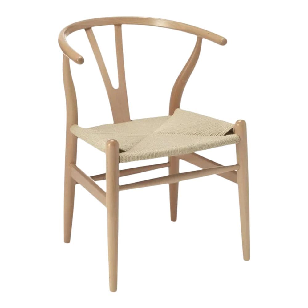 Wishbone Wood Dining Chair with Woven Seat, Natural