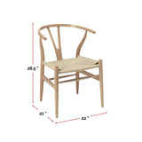 Wishbone Wood Dining Chair with Woven Seat, Natural