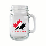 Glass Mason Mug, Reusable Drinking Jar with Handle, Clear, 14-oz