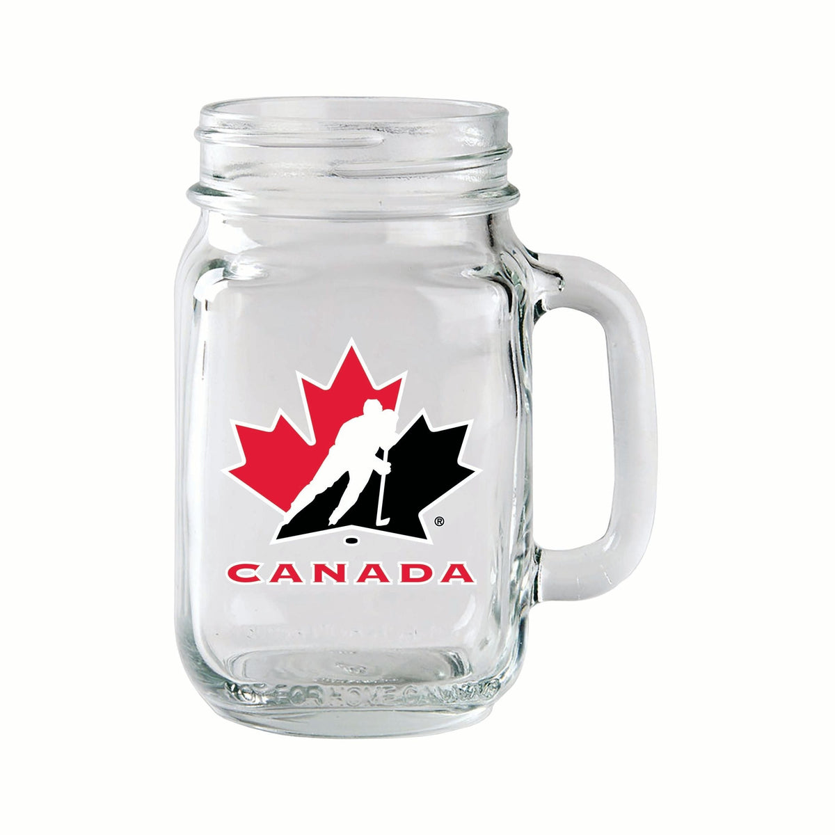 Glass Mason Mug, Reusable Drinking Jar with Handle, Clear, 14-oz