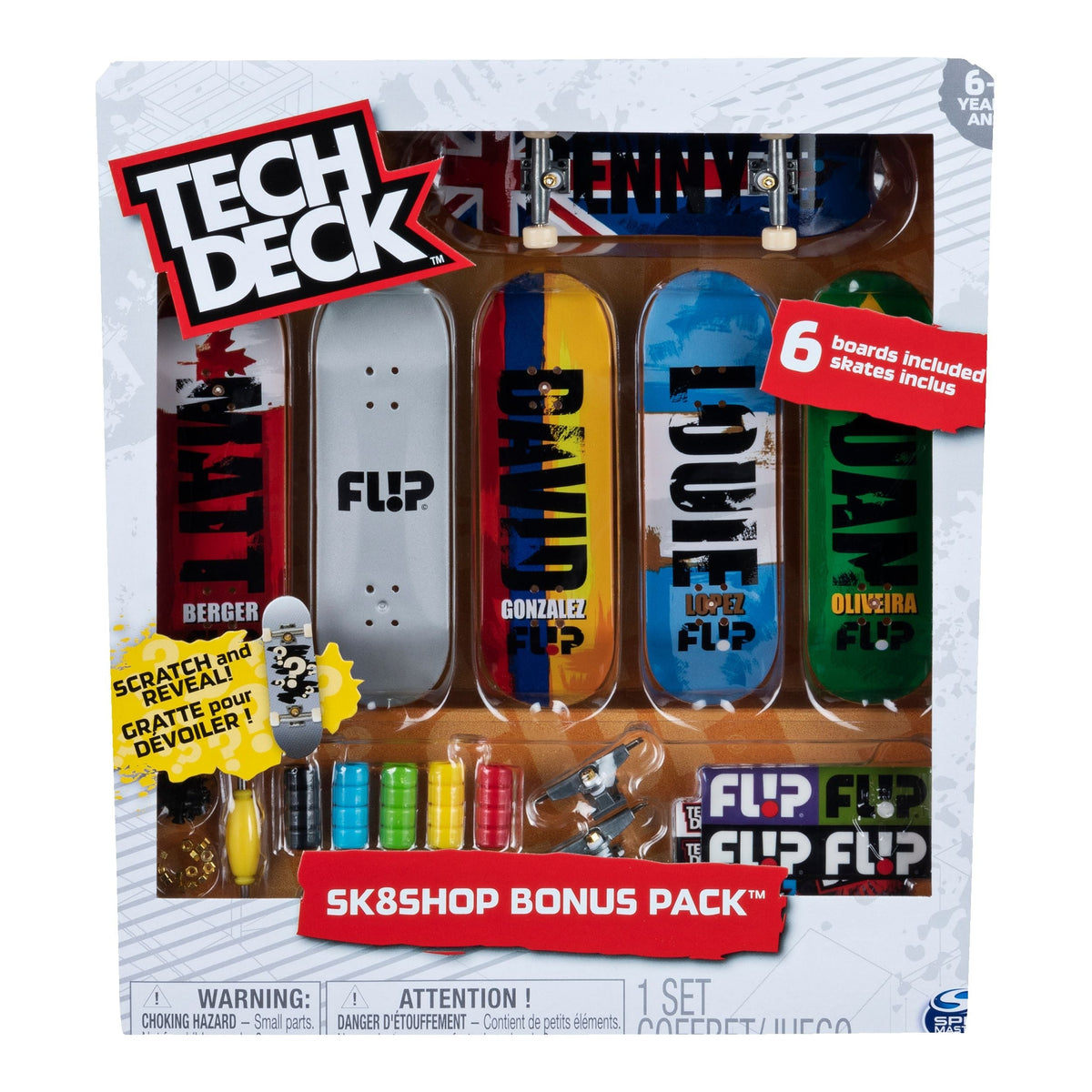Sk8shop Finberboard Bonus Pack, Ages 6+, 6-pk