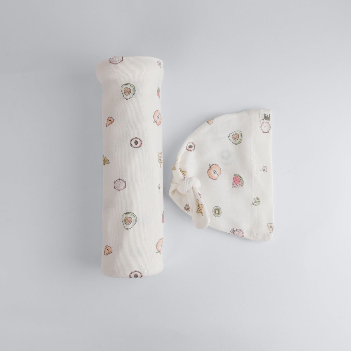 Fruit Print Premium Organic Cotton Blanket and Beanie Set