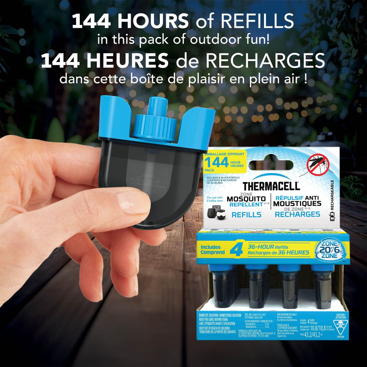 E-ZoneGuard Rechargeable Mosquito Repellent Refill 144-Hour Pack