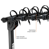 Trailway 4-Bike Hitch Mount Bike Rack, Fits 1-1/4, 2-in Receiver, Black