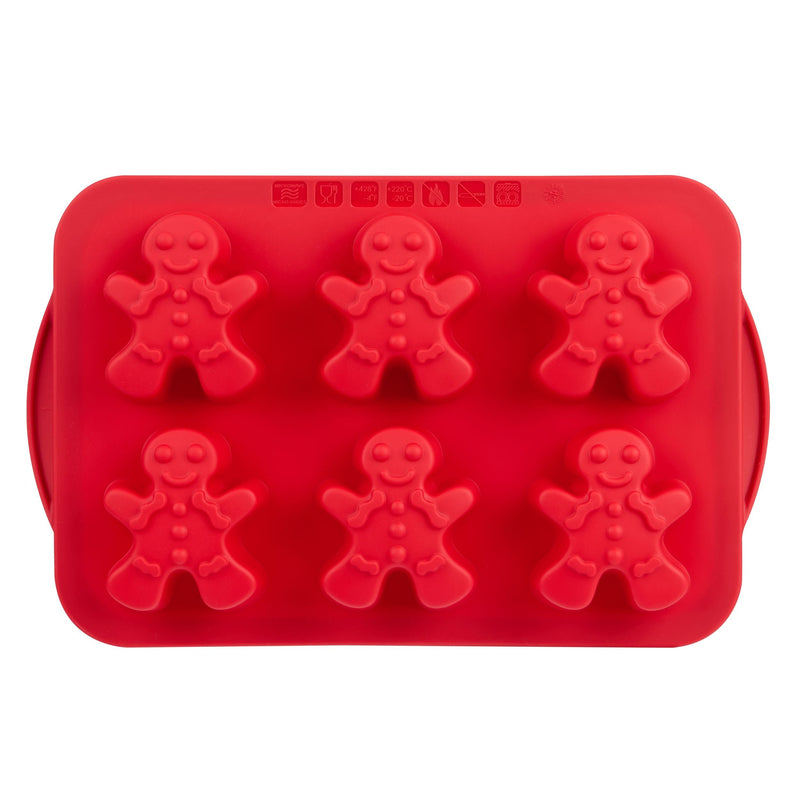Dishwasher Safe Red Silicone Gingerbread Pan, 6-pk S837