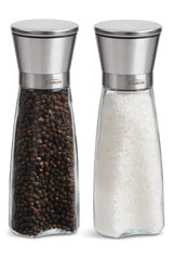 Stainless Steel/Glass Salt & Pepper Grinder Mill Set, Pre-Filled, 8-in, 2-pc