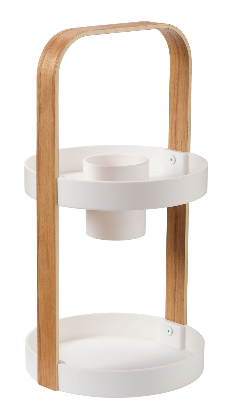 Bella 2-Tier Cosmetic Bathroom Vanity Organizer with Removable Cup, White/Natural Q2198