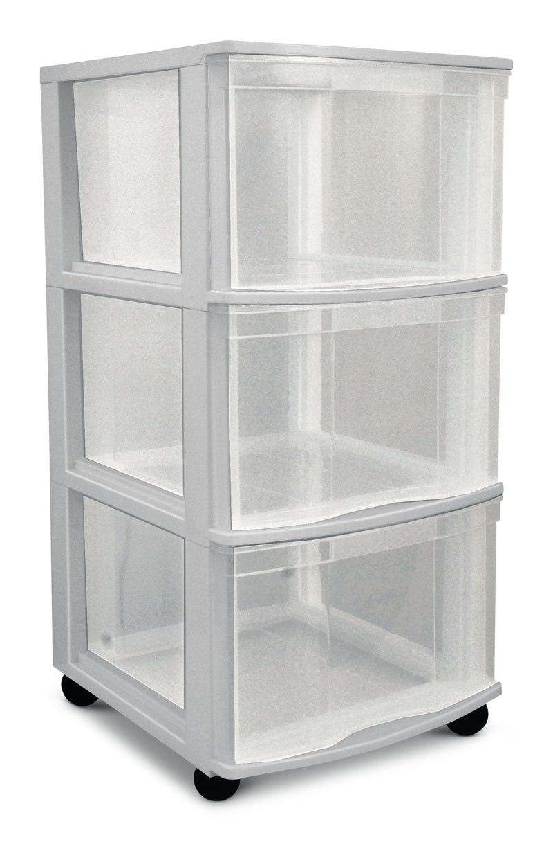 Clear Grey Frame 3-Drawer Storage Tower/Cart with Wheels, 26-in H1162