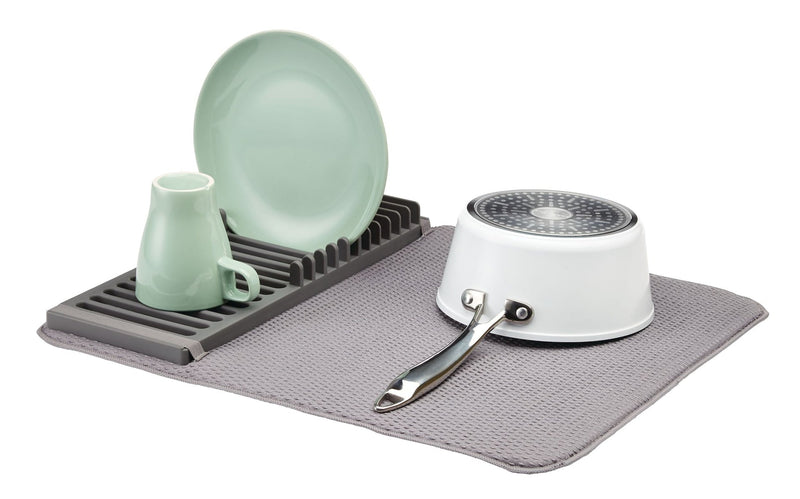 Comfort Absorbent Folding Microfibre Dish Drying Mat & Draining Rack, Grey, 20 x 16-in Y1928