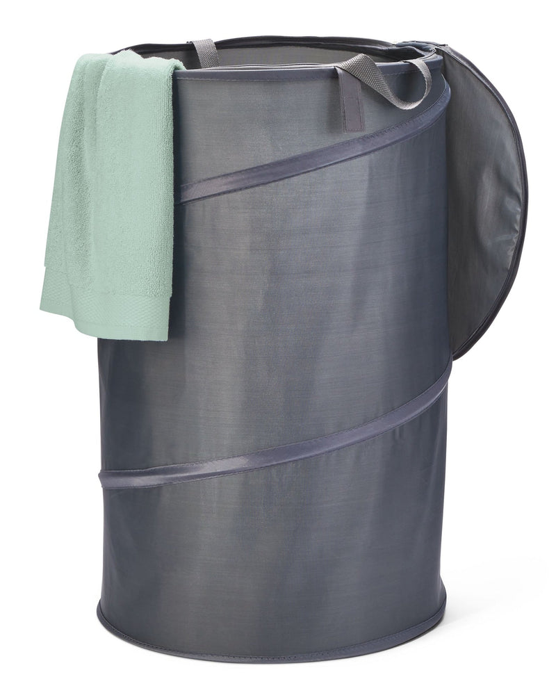 Comfort Collapsible Laundry Hamper with Zip Closure, Grey F5487