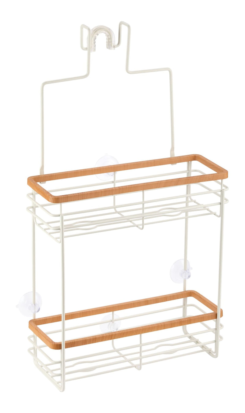 Cubina Over-The-Shower 2-Tier Shower Caddy with Hook, White/Natural R8266