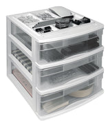 type A Desk Clear White Frame 3-Drawer Storage Tower, 10-in