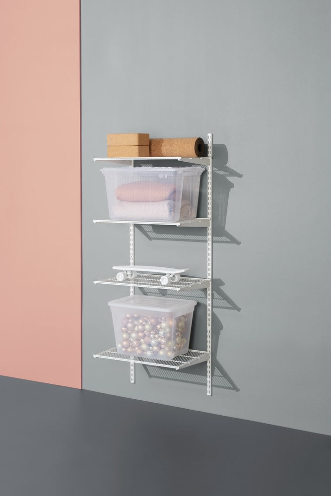 type A Double Track S-32 Wall Upright Shelf Bracket, White, 17-in