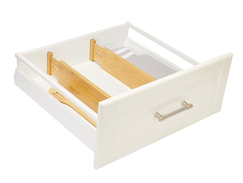 Engrained Adjustable Spring-Loaded Bamboo Kitchen Drawer Dividers, Non-Slip, 2-pk E3437