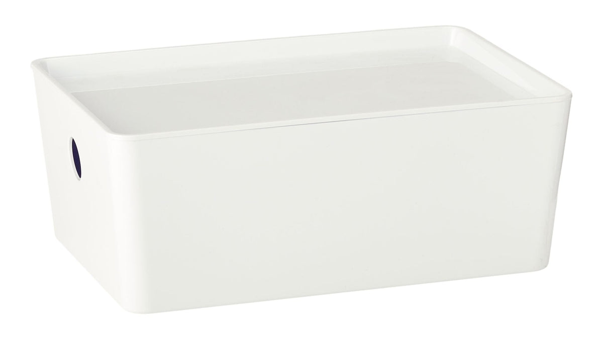 type A Flexible Storage Bin with Lid, White, 3.8-L