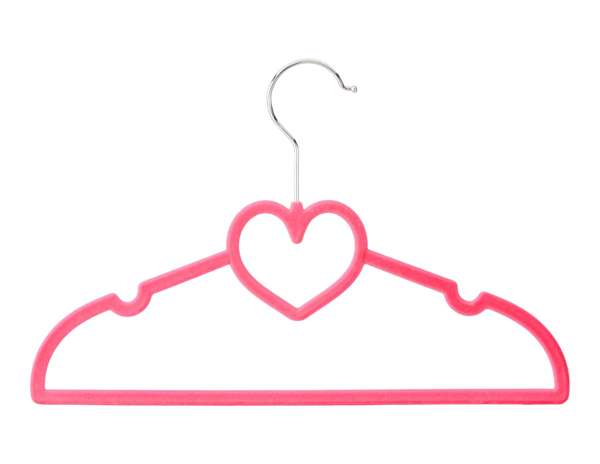 type A Kids' Non-Slip Slim Swivel Hanger with Heart, Pink, 10-pk