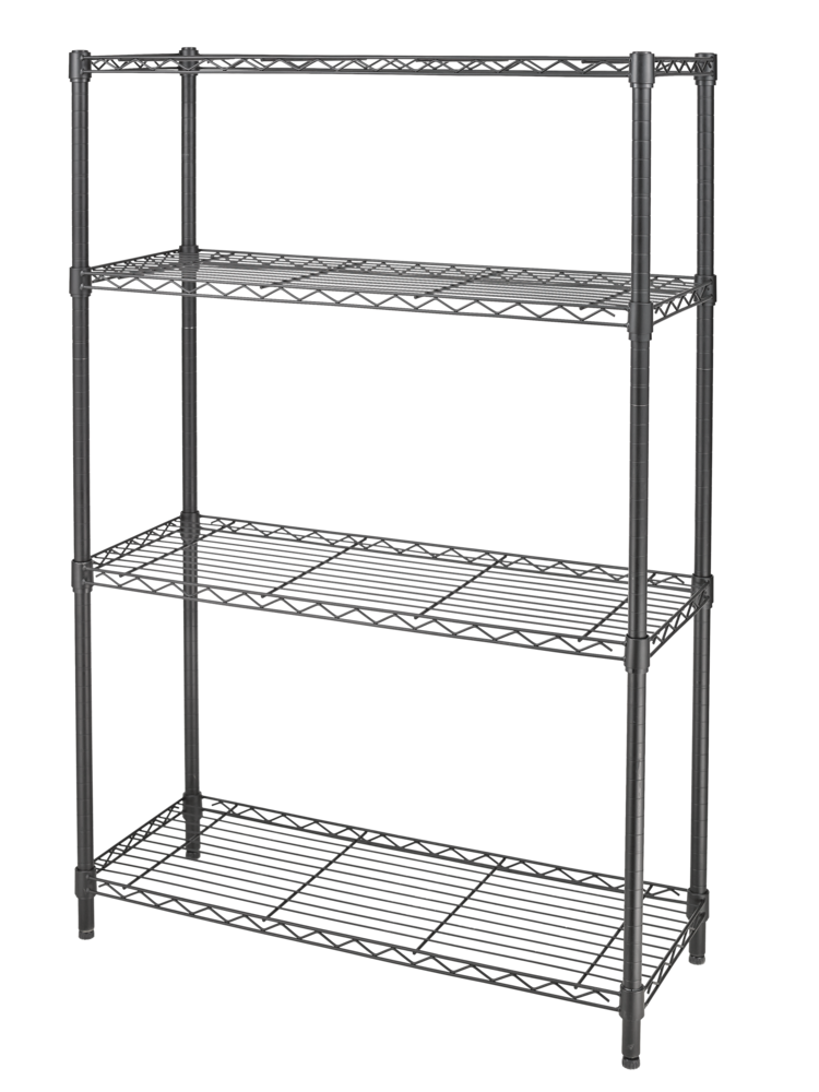 Metal 4-Tier Adjustable Wire Storage Shelves/Unit, Black S566