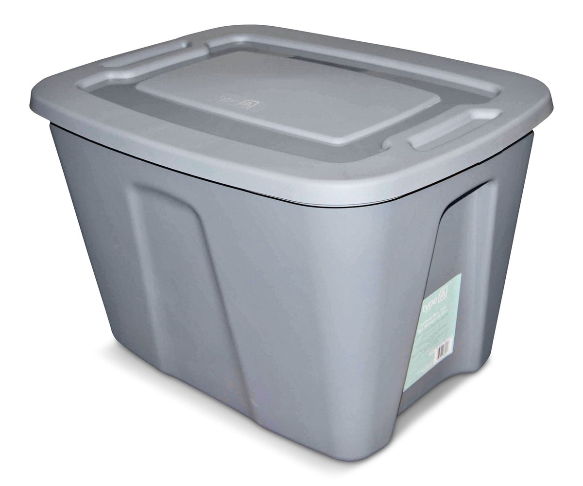 type A Restore Stackable Storage Box with Lid, 68-L, Grey