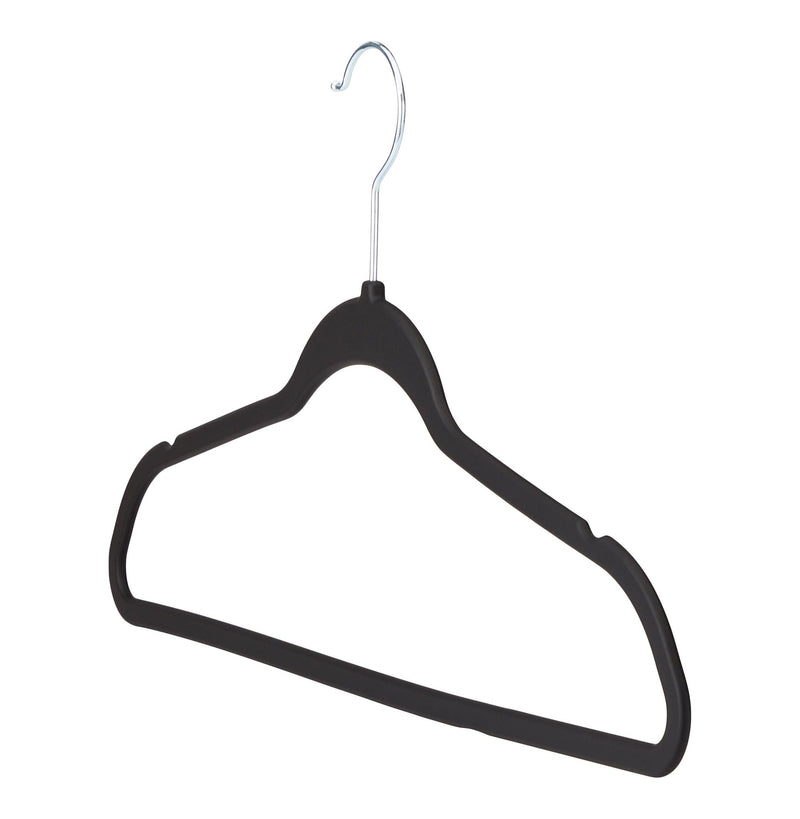 Rubberized Slim Non-Slip Hanger, Black 10-pk H8107