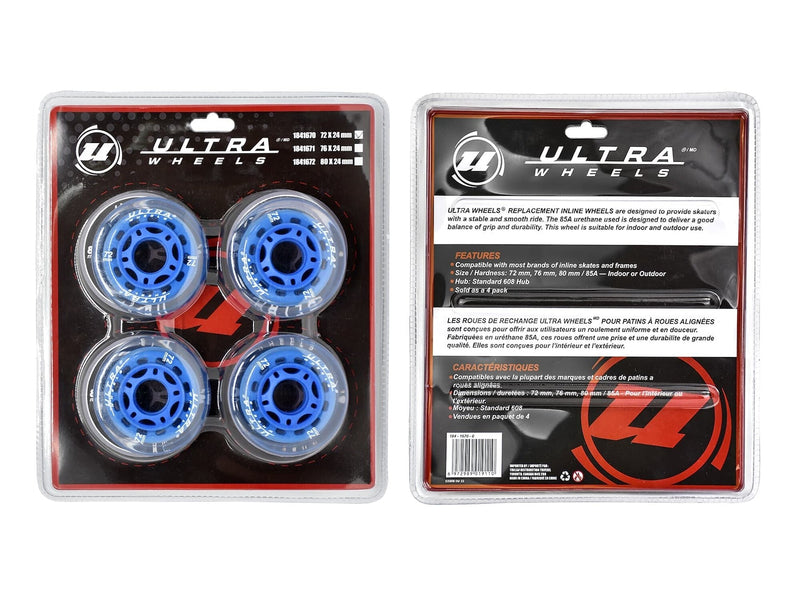 Inline Skates Replacement Wheels, Assorted Sizes, Blue, 4-pk J1262