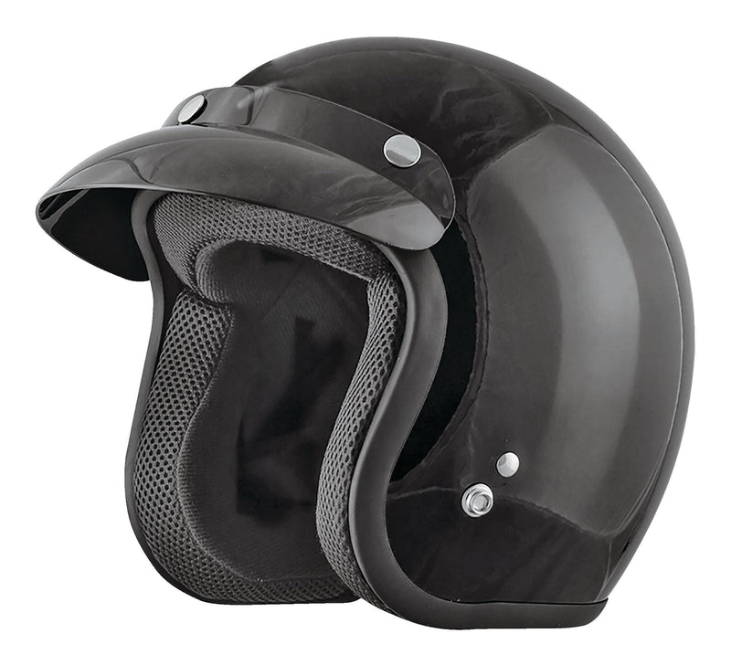 Adult Open-Face Motorcycle Helmet, Black, Assorted Sizes D2742