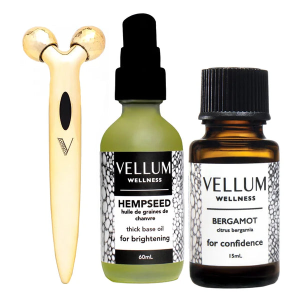 Vellum Wellness Mature Skin Kit with Essential Oils and Facial Roller V174