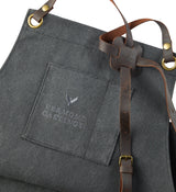 Adjustable Canvas & Leather BBQ Grilling Apron with Pockets, Grey