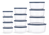 Round Glass Food Storage Container Set with Lids, 24-pc