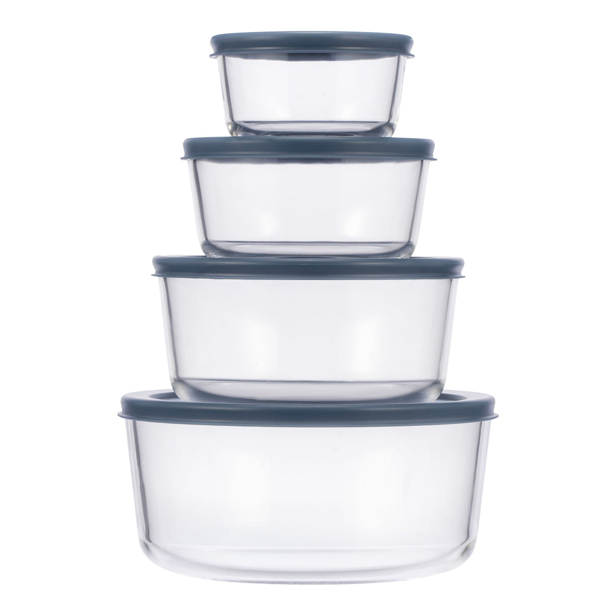 Round Glass Food Storage Container Set with Lids, 8-pc