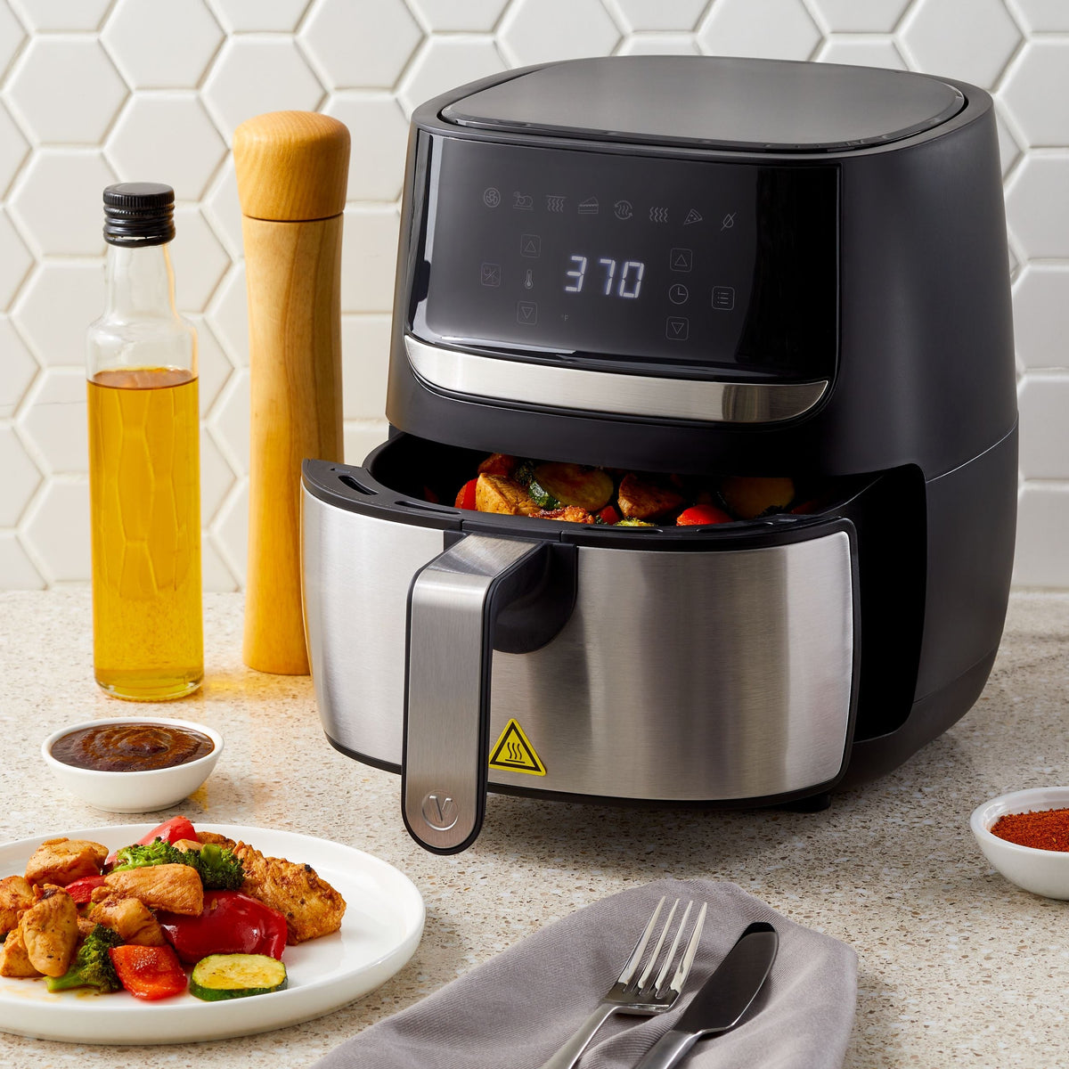 Stainless Steel Non-Stick Air Fryer, 4-qt