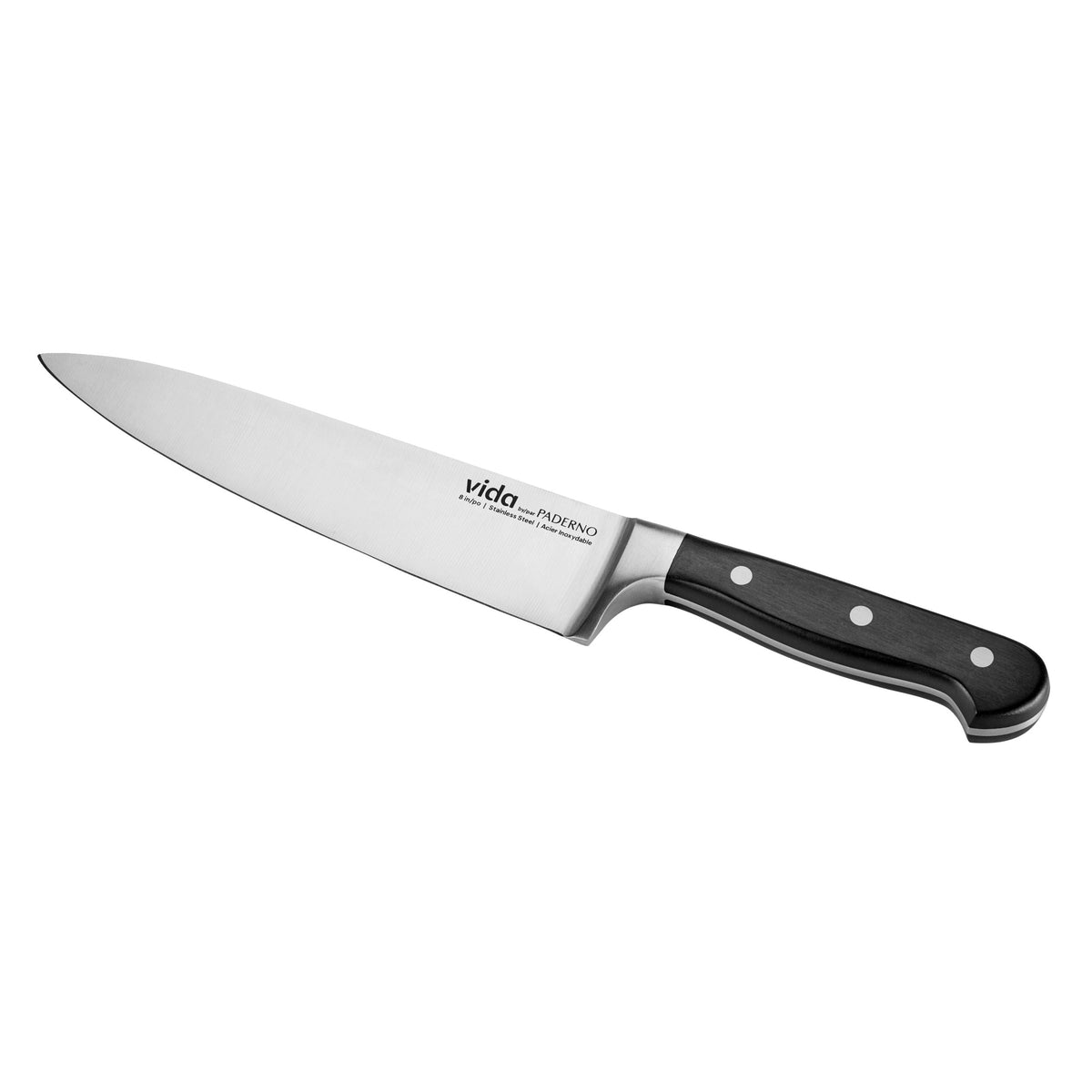 Stainless Steel Triple Rivet Chef's Knife, Ergonomic Grip, 8-in