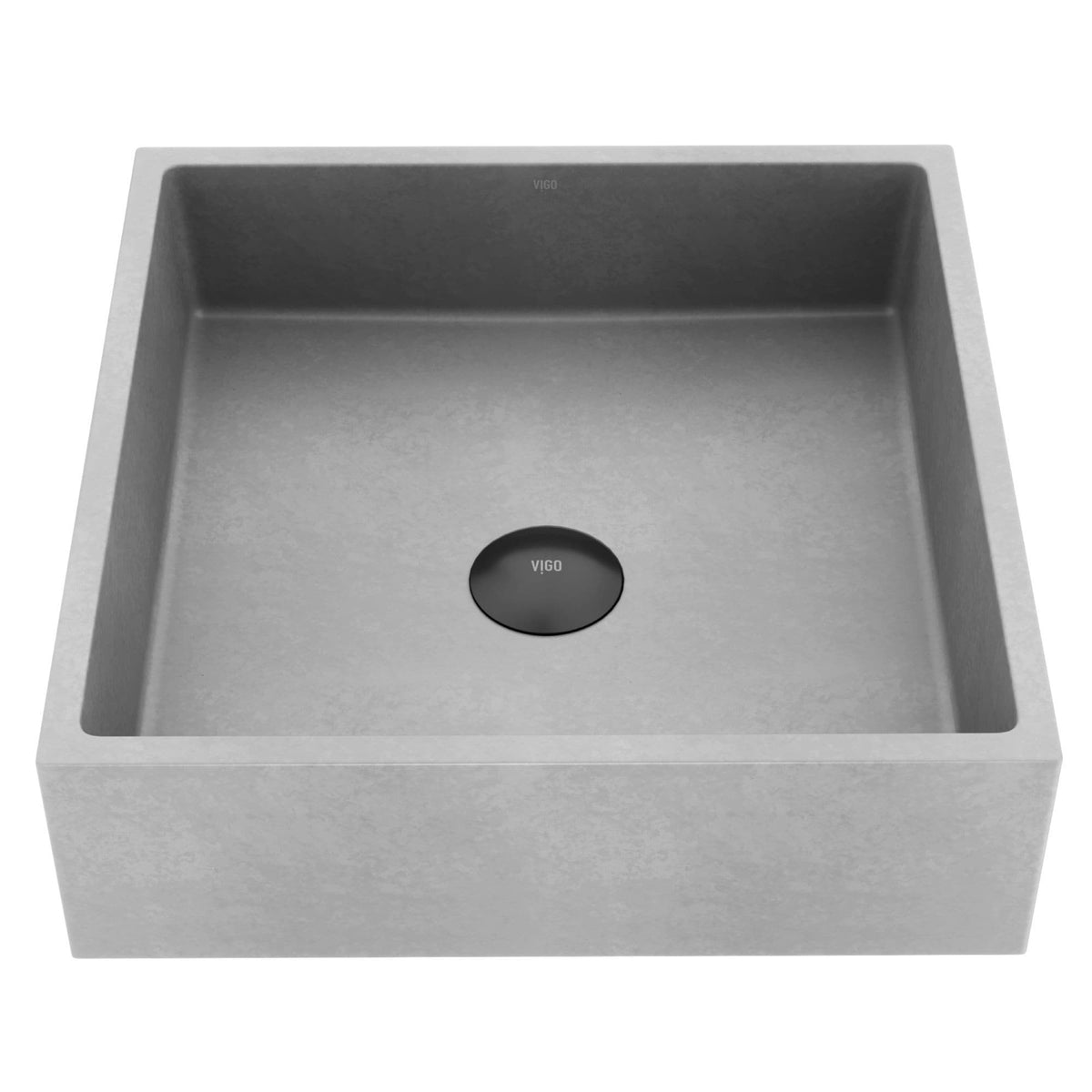 Alhambra Gothic Concreto Stone 15x15-in Deep Grey Bathroom Sink/Basin with Square Vessel