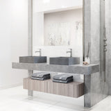 Alhambra Gothic Concreto Stone 15x15-in Deep Grey Bathroom Sink/Basin with Square Vessel