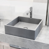 Alhambra Gothic Concreto Stone 15x15-in Deep Grey Bathroom Sink/Basin with Square Vessel