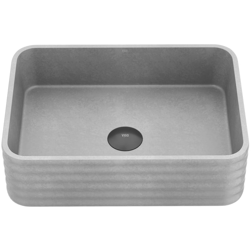 Cadman 18-in Deep Grey Bathroom Sink/Basin with Rectangular Fluted Vessel C1796
