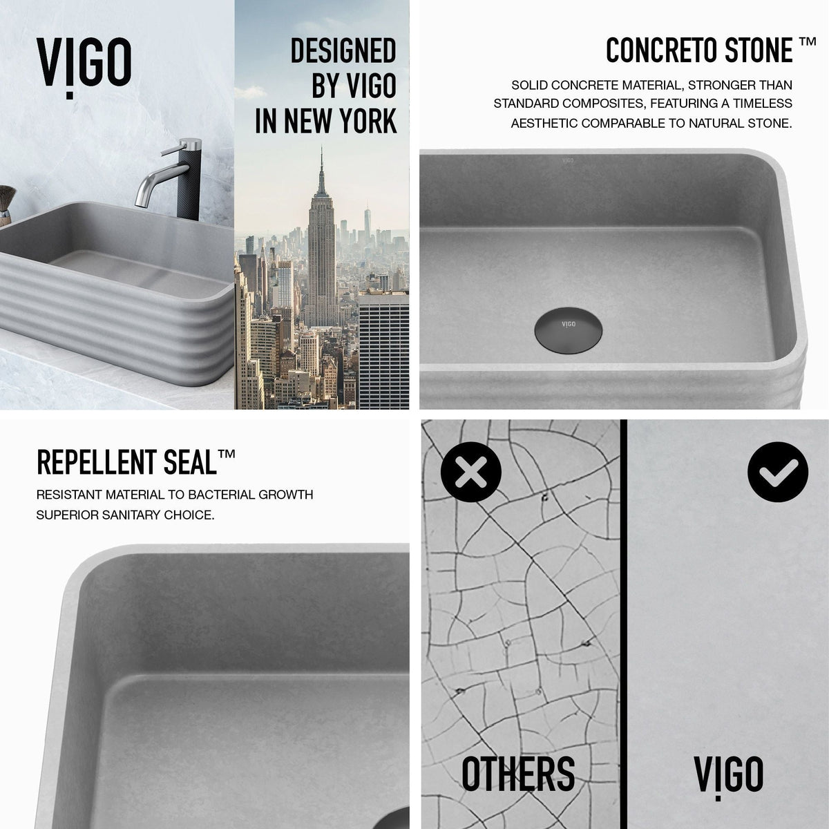 Cadman 18-in Deep Grey Bathroom Sink/Basin with Rectangular Fluted Vessel