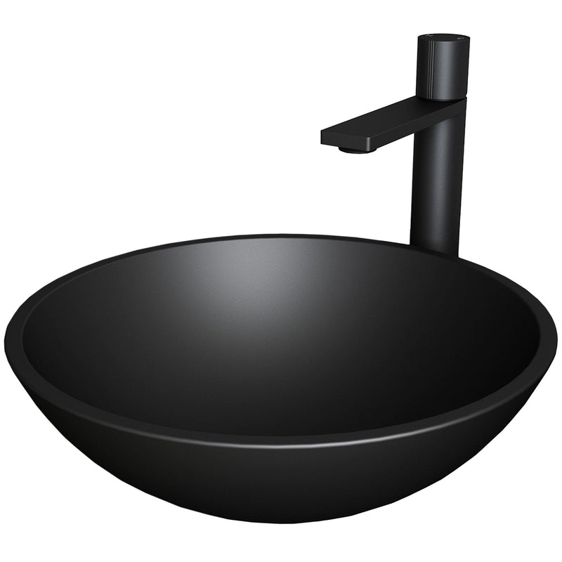 Cavalli Matte Black Bathroom Sink/Basin Set with Gotham Faucet and Round Glass Vessel V8942
