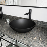 Cavalli Matte Black Bathroom Sink/Basin Set with Gotham Faucet and Round Glass Vessel