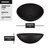 Cavalli Round Vessel Bathroom Sink/Basin with Consistent Matte Finish, Black