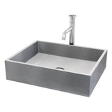 Coca Gothic Grey Bathroom Sink/Basin Set with Cass Faucet and Rectangular Vessel
