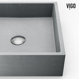 Coca Gothic Grey Bathroom Sink/Basin Set with Cass Faucet and Rectangular Vessel