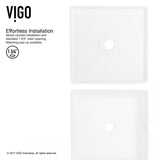 Dianthus Matte Stone Square Vessel Bathroom Sink, Above-Counter Installation, White