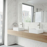 Dianthus Matte Stone Square Vessel Bathroom Sink, Above-Counter Installation, White