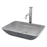 Duomo Gothic Grey Bathroom Sink/Basin Set with Cass Faucet and Rectangular Vessel
