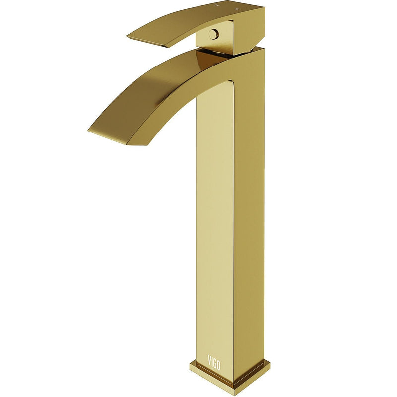 Duris Single Handle Vessel Sink Bathroom Faucet with Deck Plate, Matte BGold G2550