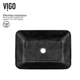 Glass Grey Onyx Bathroom Sink/Basin Set with Lexington Faucet and Rectangular Vessel